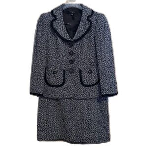 Nine West 4P Black Tweed Blazer and Matching Skirt 4 Petite